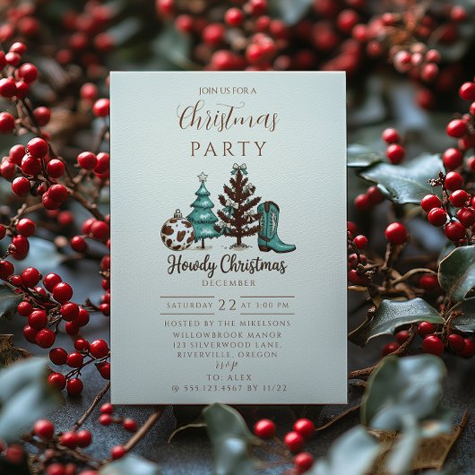 Cowgirl Rustic Howdy Christmas Kaart