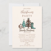Cowgirl Rustic Howdy Kerstmis Kaart (Voorkant)