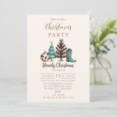 Cowgirl Rustic Howdy Kerstmis Kaart (Staand voorkant)