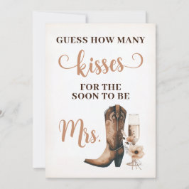 Cowgirl Rustic Vrijgezellenfeest Kisses Sign Game  Kaart