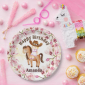 Cowgirl saddle op verjaardag gepersonaliseerd papieren bordje (Feest)