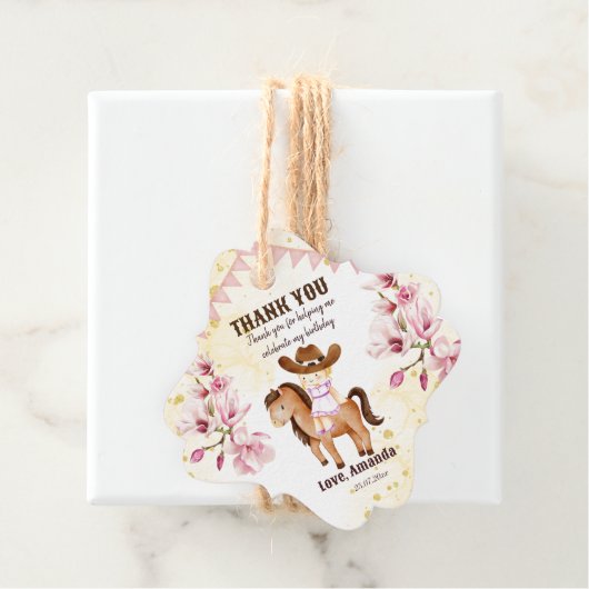 Cowgirl saddle up birthday thank you  bedankjes labels (In situ)