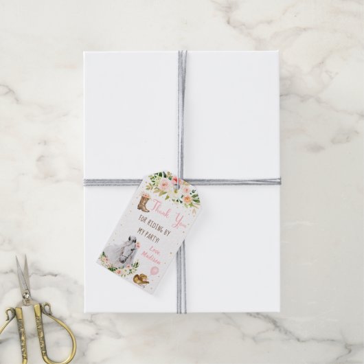 Cowgirl saddle up Horse Pony Birthday Cadeaulabel (Met Touw)