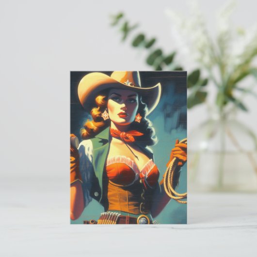  Cowgirl schilderij Briefkaart (Staand voorkant)