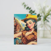  Cowgirl schilderij Briefkaart (Staand voorkant)
