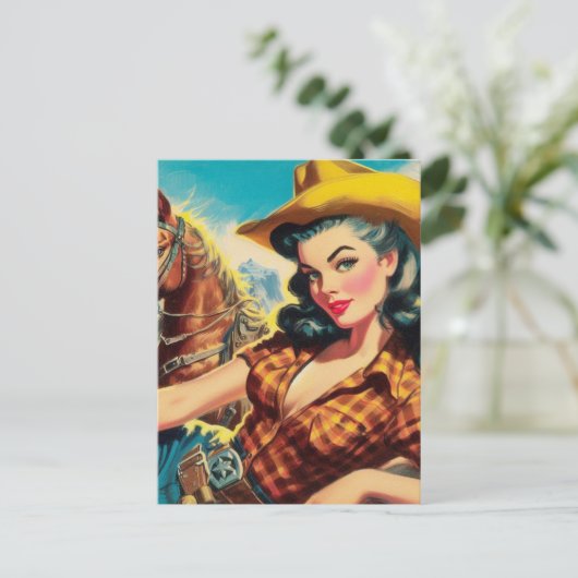  Cowgirl schilderij Briefkaart (Staand voorkant)