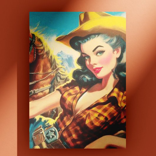 Cowgirl schilderij Briefkaart