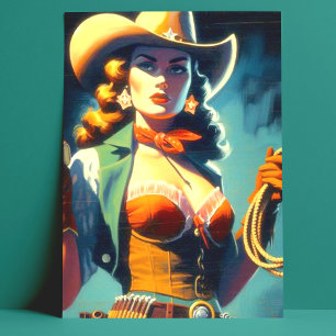  Cowgirl schilderij Briefkaart