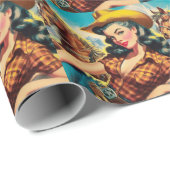  Cowgirl schilderij Cadeaupapier (Rol Hoek)