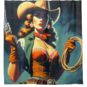 Cowgirl schilderij Douchegordijn (Voorkant)