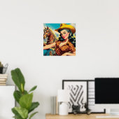  Cowgirl schilderij Poster (Thuiskantoor)