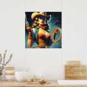 Cowgirl schilderij Poster (Keuken)
