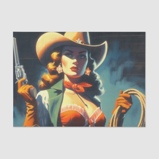 Cowgirl schilderij Tissuepapier (Voorkant)