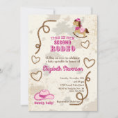 Cowgirl Second Rodeo Howdy Baby shower Sprinkle Kaart (Voorkant)