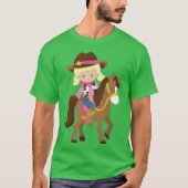 Cowgirl Sheriff Horse Western Blond Haar retro T-shirt (Voorkant)