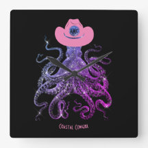 Cowgirl Silver Pink Monogram Muurklok