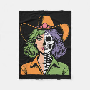 Cowgirl Skeleton Halloween Fleece Deken