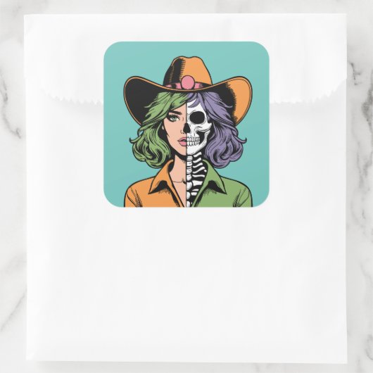 Cowgirl Skeleton Halloween Stickers (Tas)