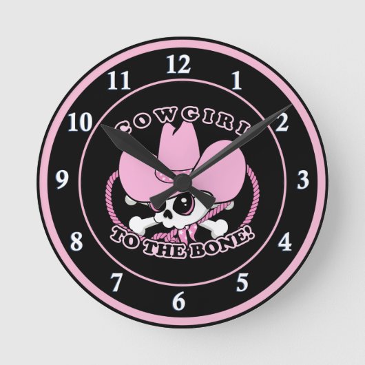 Cowgirl Skull Ronde Klok (Voorkant)