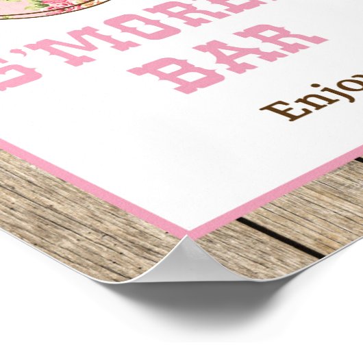 Cowgirl Smores Bar Party Sign Poster (Hoek)
