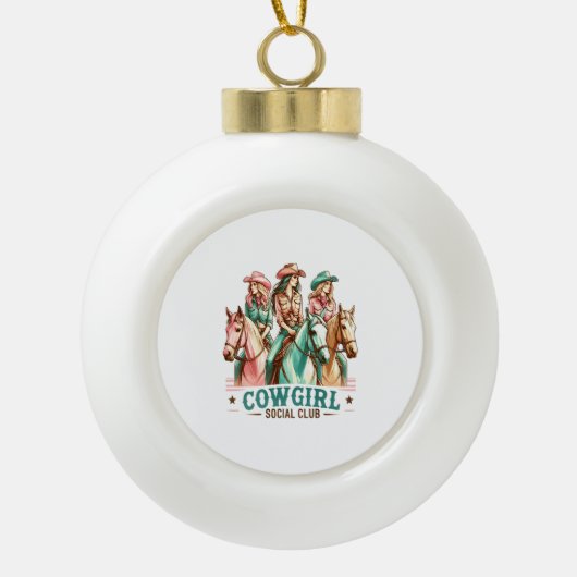 Cowgirl Social Club Western Horse Keramische Bal Ornament (Voorkant)
