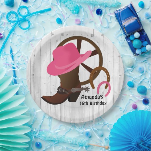 Cowgirl Specialized Birthday Party Rustic Papieren Bordje (Feest)