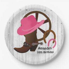 Cowgirl Specialized Birthday Party Rustic Papieren Bordje
