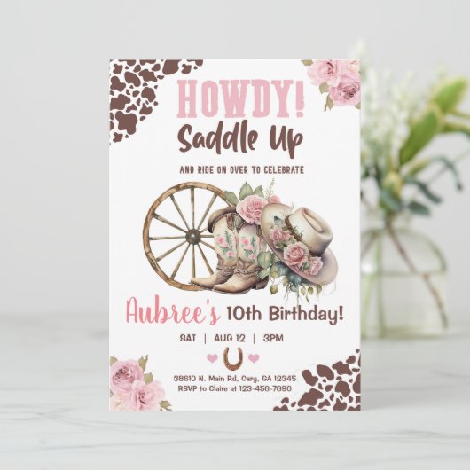 Cowgirl, spring erop, hoi, uitnodiging voor meisje (Staand voorkant)