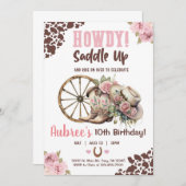 Cowgirl, spring erop, hoi, uitnodiging voor meisje (Voorkant / Achterkant)