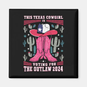 Cowgirl stemt voor Outlaw Funny Pro Trump 2024 WOM Magneet
