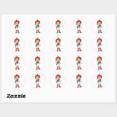 Cowgirl Stick Figuur Ronde Sticker (Vel)