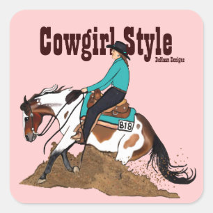 Cowgirl stijl Reining Horse Sticker