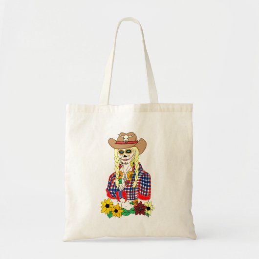 Cowgirl Sugar Skull Tote Bag (Voorkant)