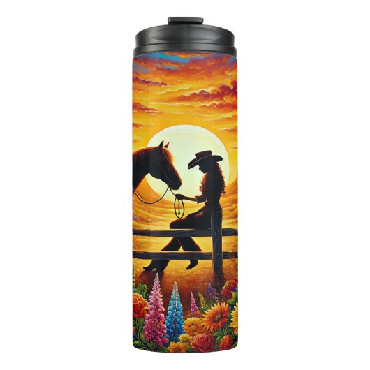 Cowgirl Summer - Sunset, Sass en zuidelijke charme Thermosbeker (Voorkant)