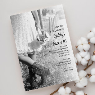 Cowgirl Sunflower Country Sweet 16 Birthday Party Kaart
