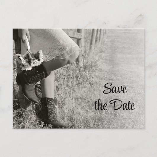 Cowgirl Sunflower Country Weddenschap Save the Dat Aankondigingskaart (Voorkant)