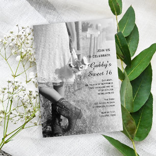 Cowgirl Sunflower Country Western Sweet 16 Party Kaart