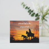 Cowgirl Sunset Horseback Ride Briefkaart (Staand voorkant)
