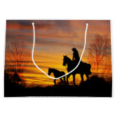 Cowgirl Sunset Horseback Ride Gift Bag Groot Cadeauzakje (Voorkant)