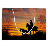 Cowgirl Sunset Horseback Ride Gift Bag Groot Cadeauzakje (Achterkant)