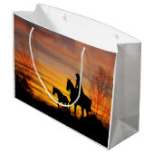 Cowgirl Sunset Horseback Ride Gift Bag Groot Cadeauzakje (Achterkant Gekanteld)