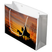 Cowgirl Sunset Horseback Ride Gift Bag Groot Cadeauzakje (Voorkant Gekanteld)