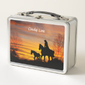 Cowgirl Sunset Horseback Ride Lunch Box (Voorkant)
