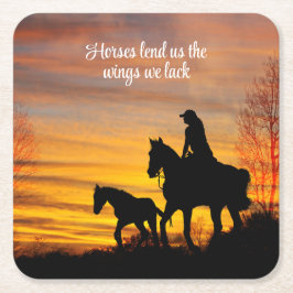 Cowgirl Sunset Horseback Ride Paper Onderzetter