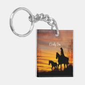 Cowgirl Sunset Horseback Ride Sleutelhanger (Voorkant Links)