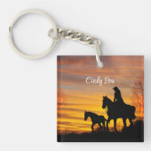 Cowgirl Sunset Horseback Ride Sleutelhanger (Voorkant)