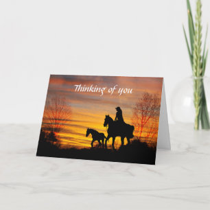 Cowgirl Sunset Horseback Ride Wenskaart Kaart