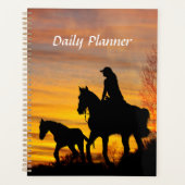 Cowgirl Sunset Paardrijden Dagelijkse Planner (Voorkant)
