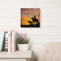 Cowgirl Sunset Trailride Wall klok