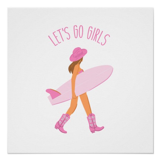 Cowgirl Surfer Print Perfect Poster (Voorkant)